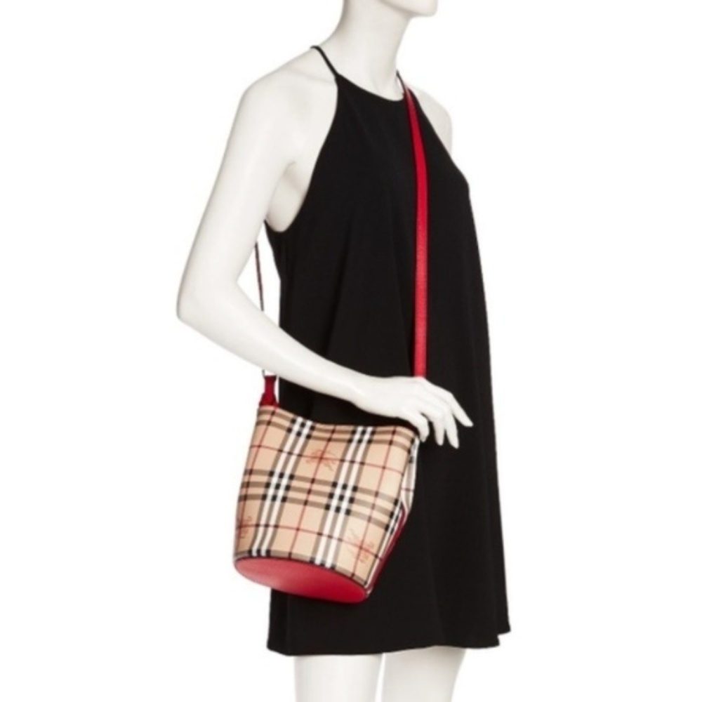 NEW Burberry Bucket Leather Haymarket bag REVERSIB - Picture 5 of 6
